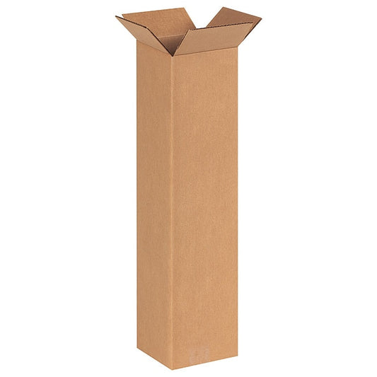 Tall Corrugated Boxes, 6" x 6" x 24", Kraft, 25/Bundle