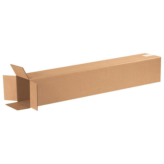 Tall Corrugated Boxes, 6" x 6" x 36", Kraft, 25/Bundle