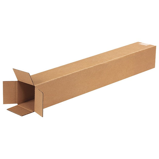 Tall Corrugated Boxes, 4" x 4" x 28", Kraft, 25/Bundle