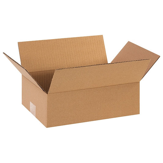 Flat Corrugated Boxes, 12" x 8" x 4", Kraft, 25/Bundle