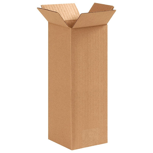 Tall Corrugated Boxes, 4" x 4" x 10", Kraft, 25/Bundle