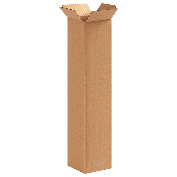 Tall Corrugated Boxes, 4" x 4" x 18", Kraft, 25/Bundle