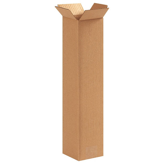 Tall Corrugated Boxes, 4" x 4" x 18", Kraft, 25/Bundle