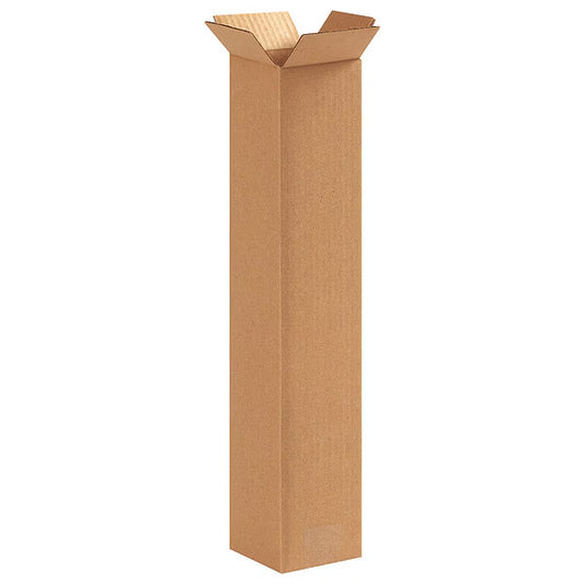 Tall Corrugated Boxes, 4" x 4" x 20", Kraft