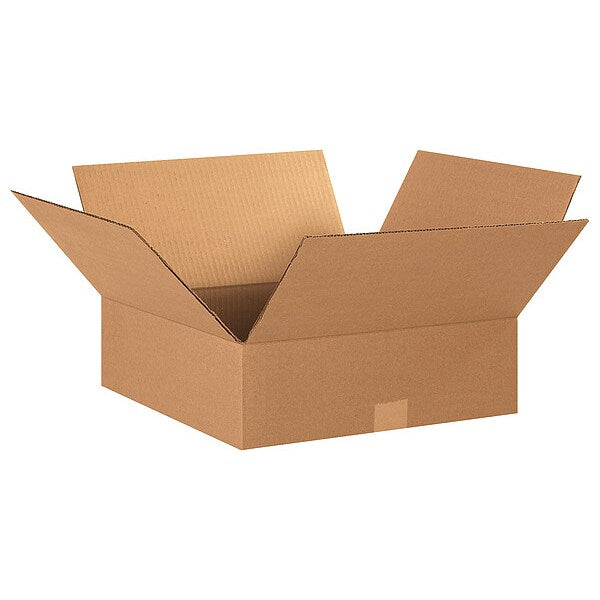 Flat Corrugated Boxes, 15" x 15" x 5", Kraft, 25/Bundle