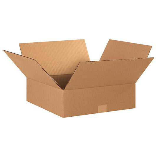 Flat Corrugated Boxes, 15" x 15" x 5", Kraft, 25/Bundle