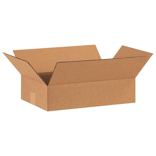 Flat Corrugated Boxes, 15" x 10" x 4", Kraft, 25/Bundle