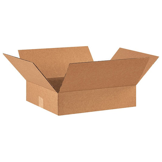 Flat Corrugated Boxes, 16" x 14" x 4", Kraft, 25/Bundle