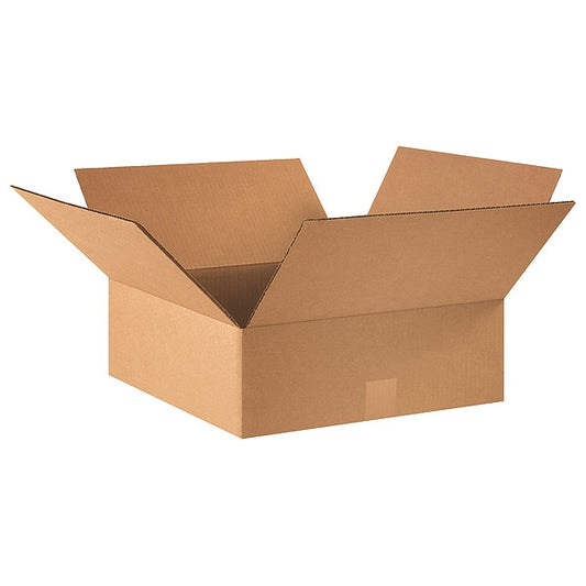 Flat Corrugated Boxes, 16" x 16" x 5", Kraft, 25/Bundle