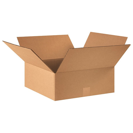 Flat Corrugated Boxes, 16" x 16" x 6", Kraft, 25/Bundle