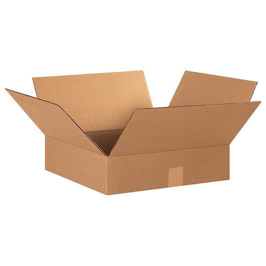 Flat Corrugated Boxes, 15" x 15" x 4", Kraft, 25/Bundle
