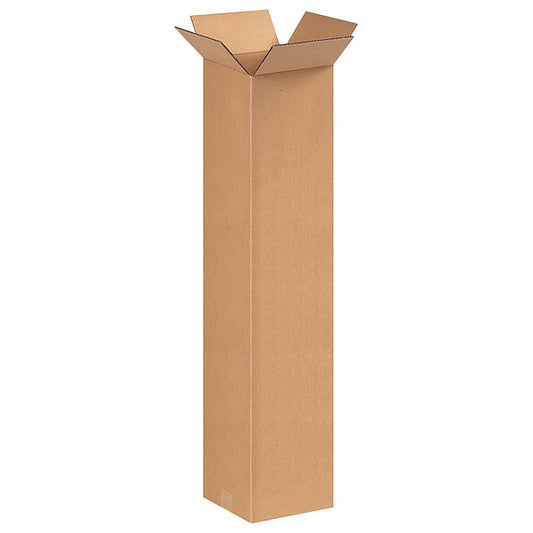 Tall Corrugated Boxes, 8" x 8" x 36", Kraft, 25/Bundle