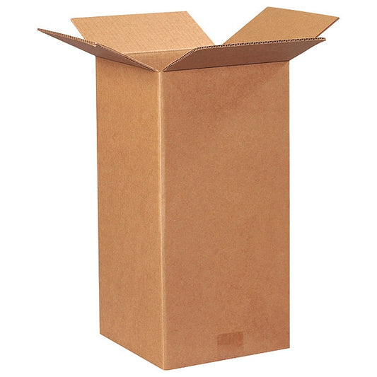 Tall Corrugated Boxes, 9" x 9" x 18", Kraft, 25/Bundle