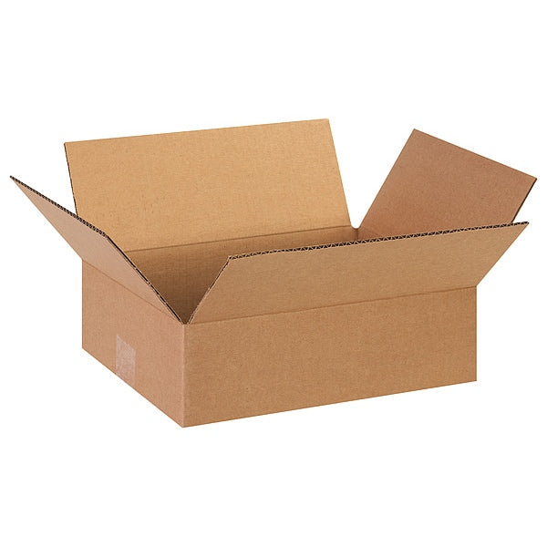 Flat Corrugated Boxes, 13" x 10" x 4", Kraft, 25/Bundle
