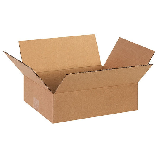 Flat Corrugated Boxes, 13" x 10" x 4", Kraft, 25/Bundle