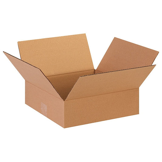 Flat Corrugated Boxes, 13" x 13" x 4", Kraft, 25/Bundle