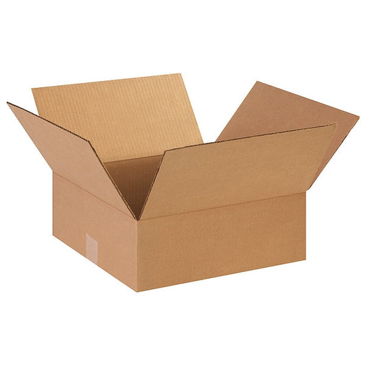 Flat Corrugated Boxes, 14" x 14" x 5", Kraft, 25/Bundle