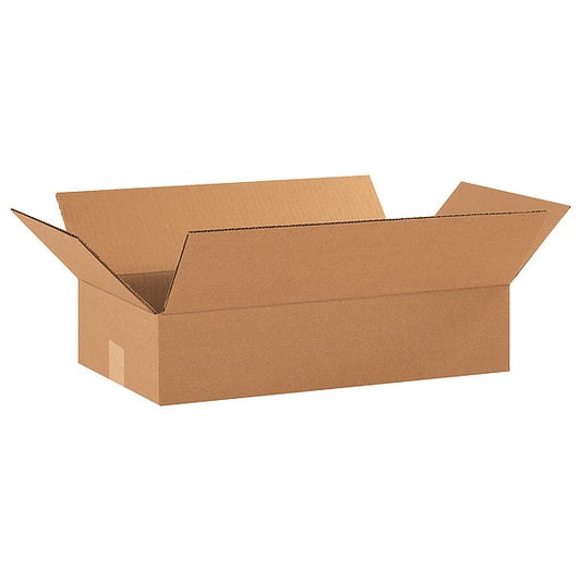 Flat Corrugated Boxes, 18" x 10" x 4", Kraft, 25/Bundle
