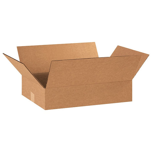 Flat Corrugated Boxes, 18" x 12" x 4", Kraft, 25/Bundle