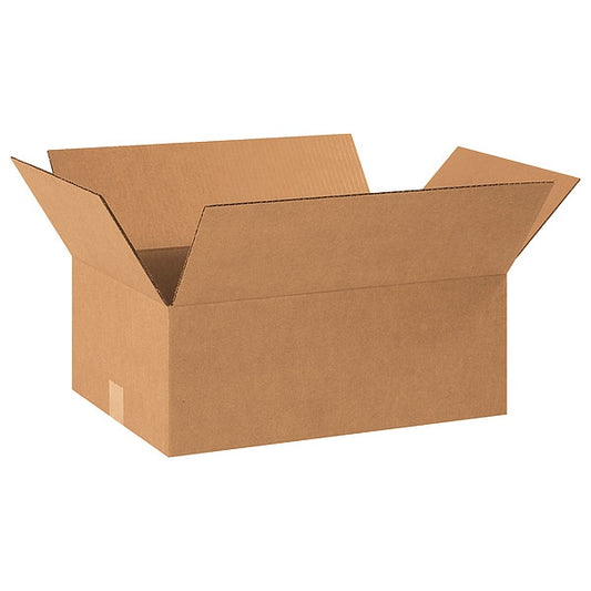 Corrugated Boxes, 18 1/2" x 12 1/2" x 7", Kraft, 25/Bundle
