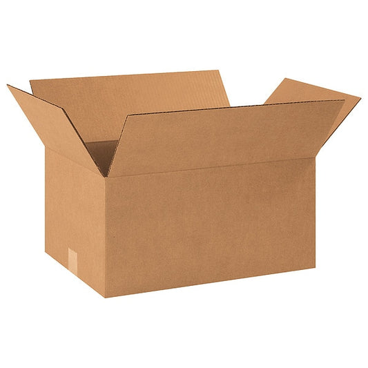 Corrugated Boxes, 18 1/2" x 12 1/2" x 9", Kraft, 25/Bundle