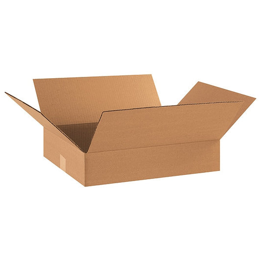 Flat Corrugated Boxes, 18" x 14" x 4", Kraft, 25/Bundle