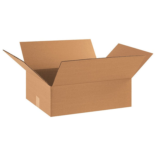 Flat Corrugated Boxes, 18" x 14" x 6", Kraft, 25/Bundle