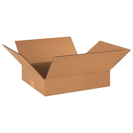 Flat Corrugated Boxes, 18" x 16" x 4", Kraft, 25/Bundle