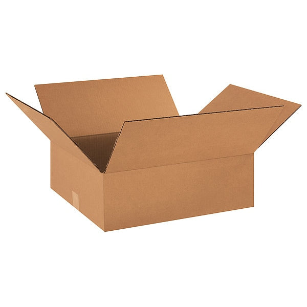 Shipping Box Flat, Single Wall, Inside 18 in L x 16 in W x 6 in H, Corrugate, Color: Kraft