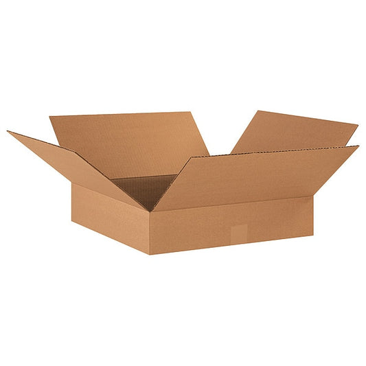 Flat Corrugated Boxes, 17" x 17" x 4", Kraft, 25/Bundle