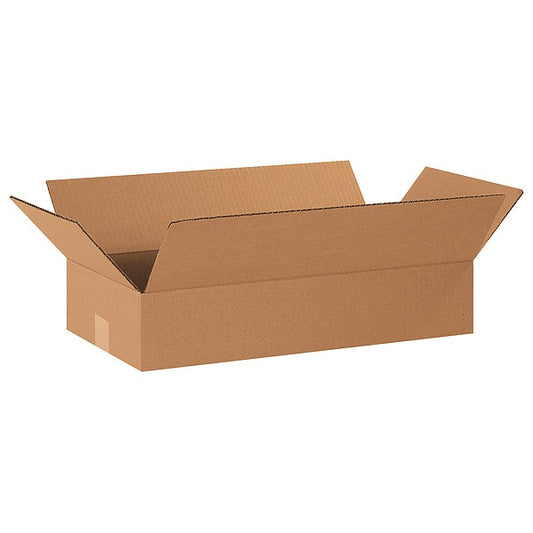 Flat Corrugated Boxes, 20" x 10" x 4", Kraft, 25/Bundle