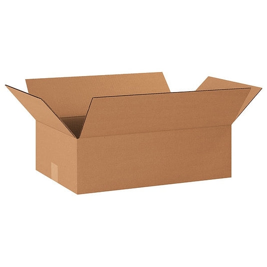 Flat Corrugated Boxes, 20" x 12" x 6", Kraft, 25/Bundle