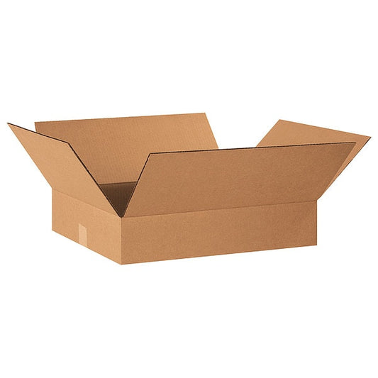 Flat Corrugated Boxes, 20" x 16" x 4", Kraft, 25/Bundle