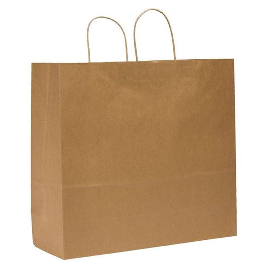 Shopping Bag Flat Bottom, Downtowner Brown, Paper Twist Handles, Pk200