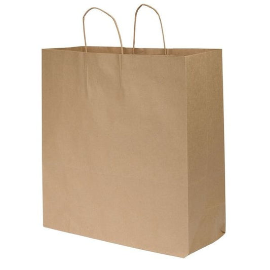 Shopping Bag Flat Bottom, Cargo Brown, Paper Twist Handles, Pk200