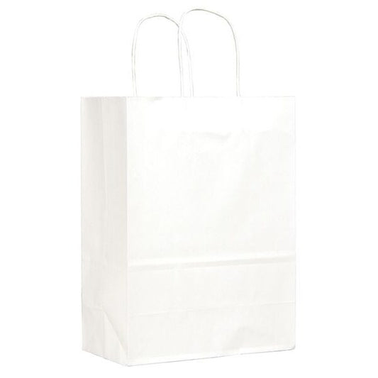 Missy White Shopping Bag Flat Bottom, Twist Handle, Pk250