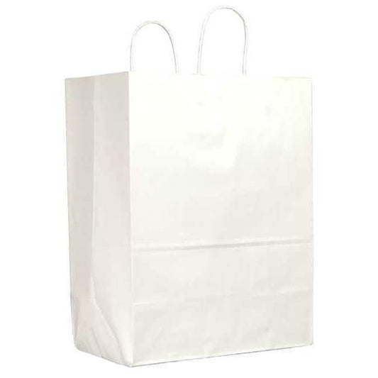 Sup R Mart White Shopping Bag Flat Bottom, Twist Handles, Pk250