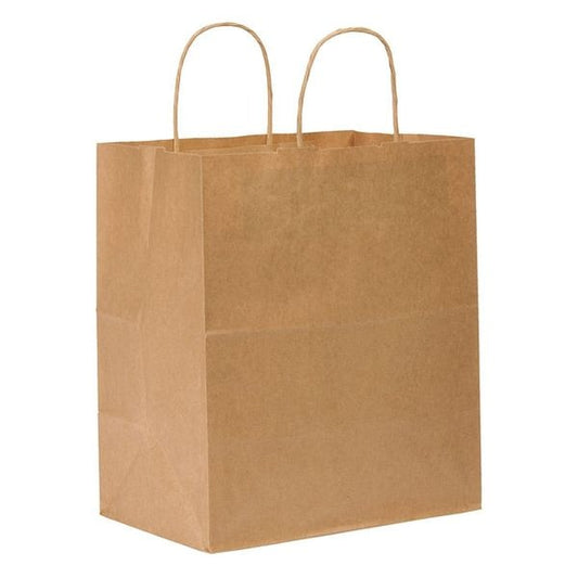 Shopping Bag Flat Bottom, Bistro Brown, Paper Twist Handles, Pk250