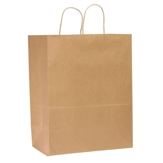 Traveler Brown Shopping Bag Flat Bottom, Twist Handles, Pk250