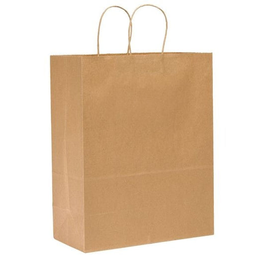 Sup R Mart Brown Shopping Bag Flat Bottom, Twist Handles, Pk250