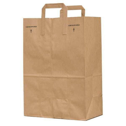 Folded Paper Handle Bag Flat Bottom 1/7 BBL, Pk300