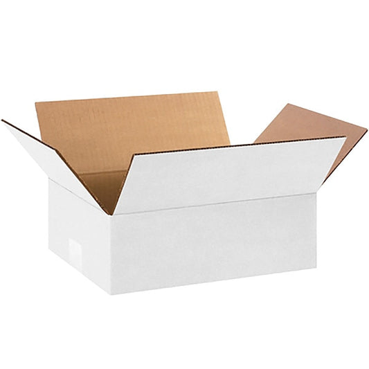 Corrugated Boxes, 12" x 9" x 4", White, 25/Bundle