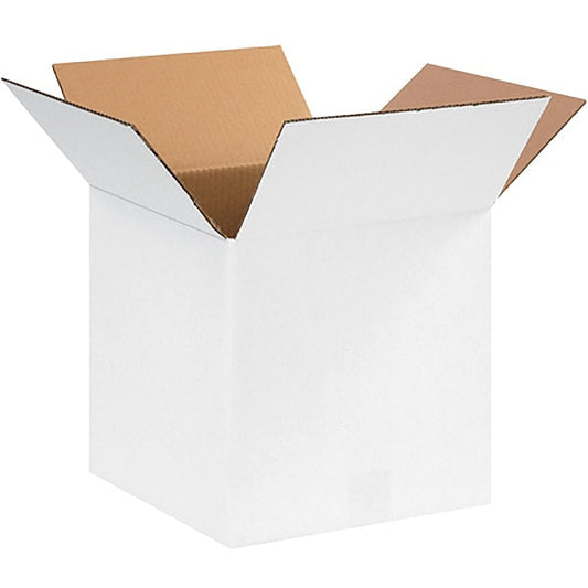Corrugated Boxes, 12" x 12" x 12", White, 25/Bundle