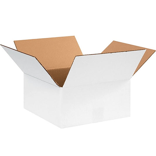 Corrugated Boxes, 12" x 12" x 6", White, 25/Bundle
