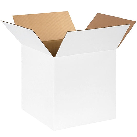 Corrugated Boxes, 14" x 14" x 14", White, 25/Bundle