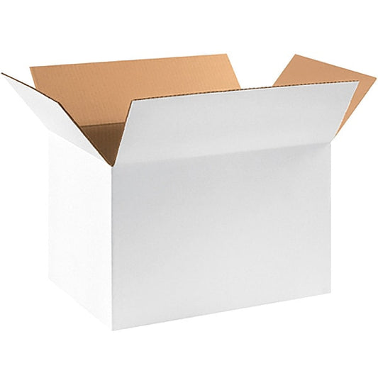 Corrugated Boxes, 18" x 12" x 12", White, 25/Bundle