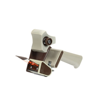 Handheld Tape Dispenser, 2 in Max. Tape Width. 5 1/8 in Tape Core Dia, Pistol, Plastic, Gray